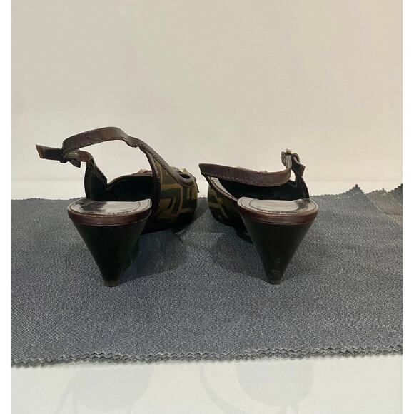 Vintage Fendi Zucca Slingback Heels - Picture 4 of 6